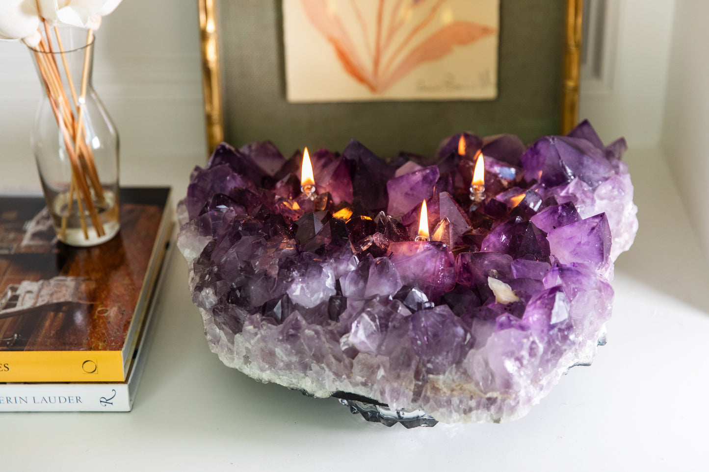 Amethyst Cluster Centerpiece Oil Candle (3 wicks)