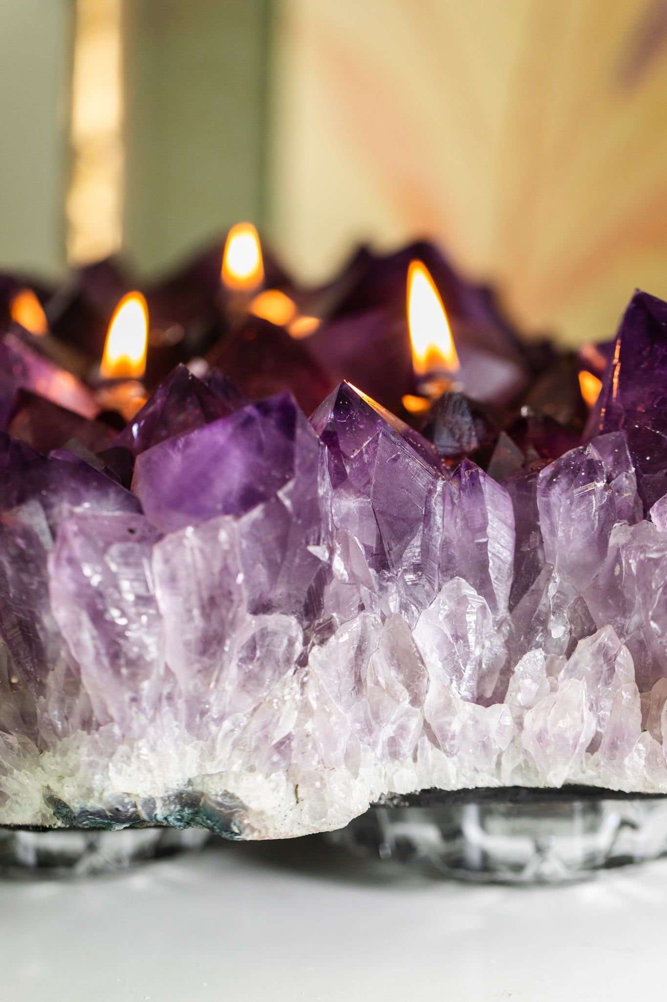 Amethyst Cluster Centerpiece Oil Candle (3 wicks)