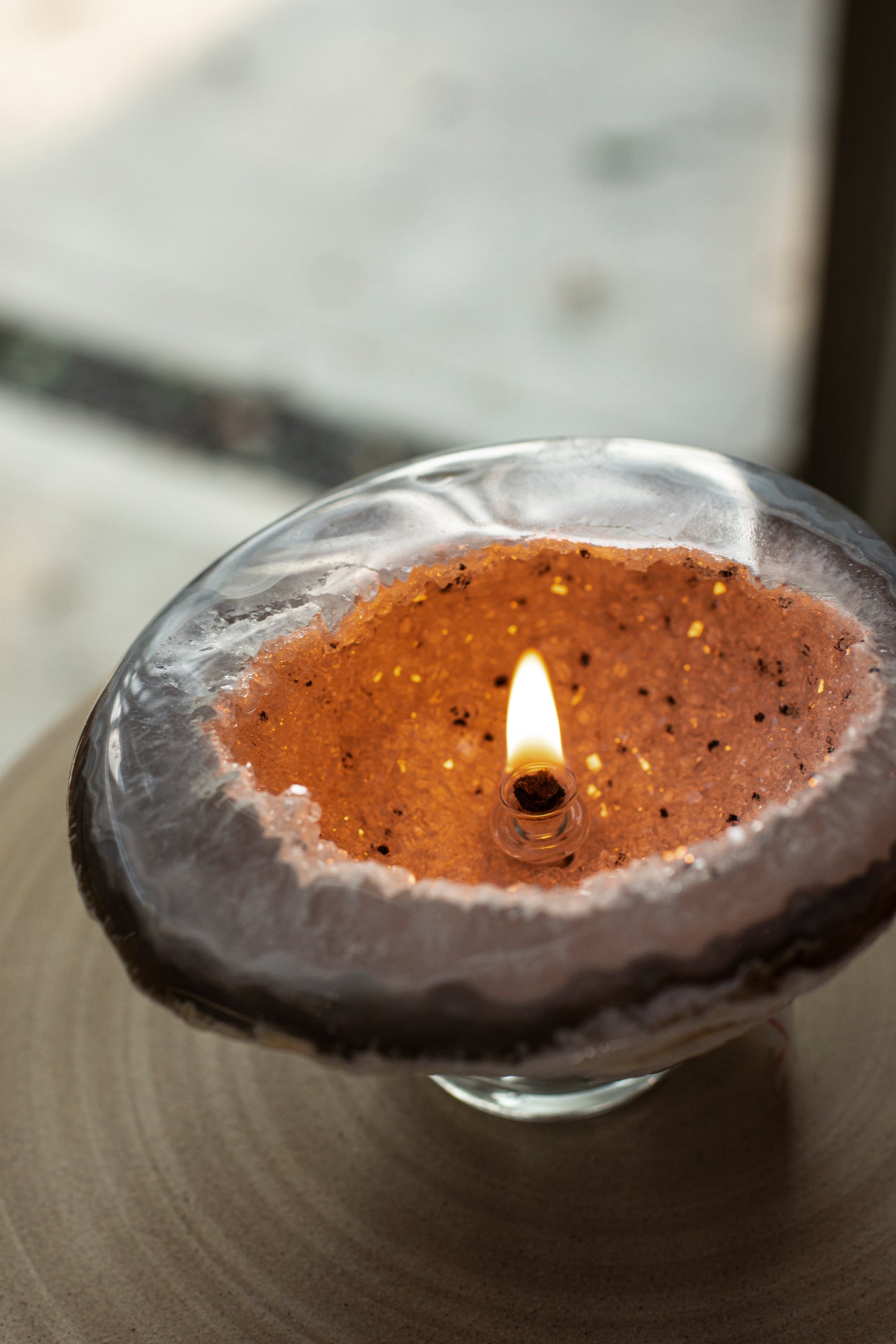 Polished Geode Bowl Oil Candle