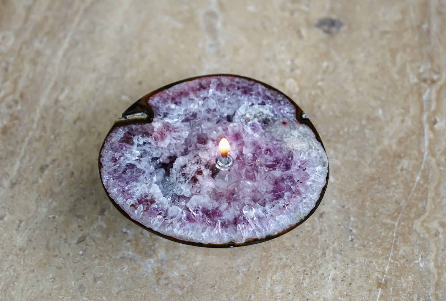 Polished Geode Bowl Oil Candle